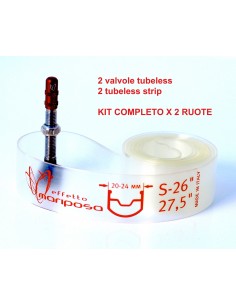 Coppia valvole tubeless Effetto Mariposa kit 2 ruote 70 mm