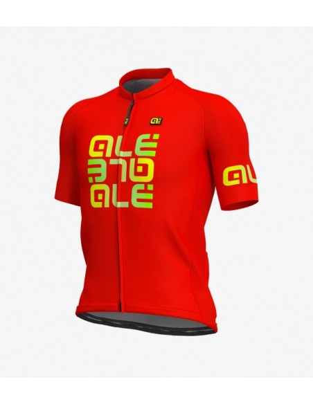 Maglia ciclismo ALE' SOLID VETTA rosso-giallo fluo 2018