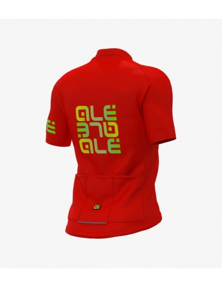 Maglia ciclismo ALE' SOLID VETTA rosso-giallo fluo 2018