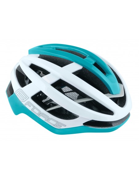 Casco bici da strada road Force lynx bianco turchese