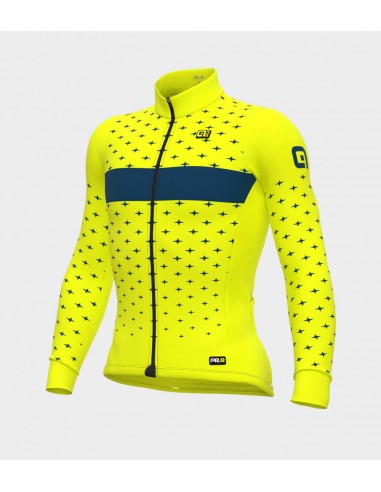 Maglia invernale ciclismo ALE' PR-R STARS giallo fluo-petrolio 2022