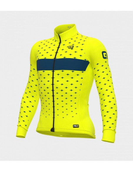 Maglia invernale ciclismo ALE' PR-R STARS giallo fluo-petrolio 2022