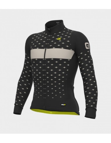 Maglia invernale ciclismo ALE' PR-R STARS nero-tortora 2022