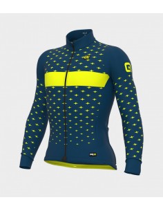 Maglia invernale ciclismo ALE' PR-R STARS petrolio-giallo fluo 2022